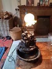 Lampada fontana Widdop Bingham amanti nudi statuina lampada da tavolo paralume in vetro retrò