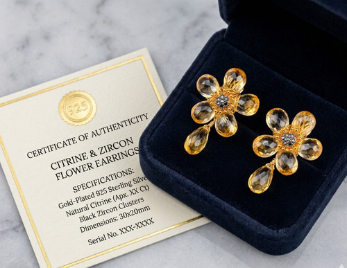 Pendientes flor citrina - pendientes,