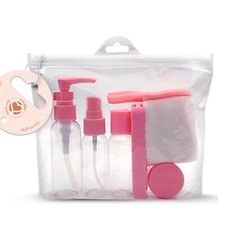BEAUTY SET CONTENITORI DA VIAGGIO PER LIQUIDI CON PANNO STRUCCANTE