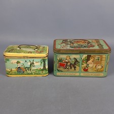 Coppia Scatole Latta Pubblicitarie ATTI BASSI Bologna Bertolini Vintage XX Sec.