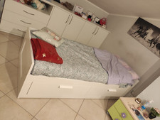 Struttura letto sdoppiabile o divano + 2 cassetti bianco 80x200 cm