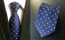 Cravatta Blu Navy Con Pois