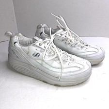 Scarpe da corsa da passeggio Skechers Shape-Ups 11800 da donna in pelle bianca taglia US 8,5