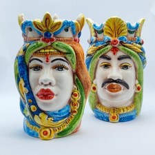 Ceramica artigianale di Caltagirone - Teste moresche africane siciliane 20H