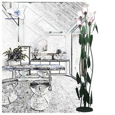 Lampada da terra in ferro battuto piantana stile fiorentino 5 luci e14