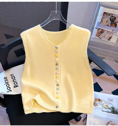Gilet giallo maglia con - giallo, in