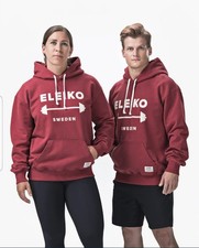 Felpa con cappuccio Eleiko Svezia 1957 unisex rossa 100% cotone biologico taglia M usata in ottime condizioni