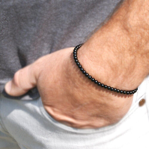 Bracciale nero perline - bracciale,
