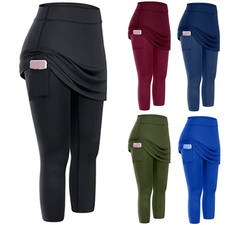 Leggins Con Gonna Da Tennis Donna  Pantaloni Sportivi Fitness Yoga Palestra