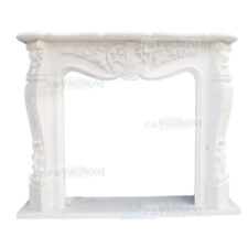 Cornice per Camino in marmo bianco scolpito mod 1 pietra stile barocco classico