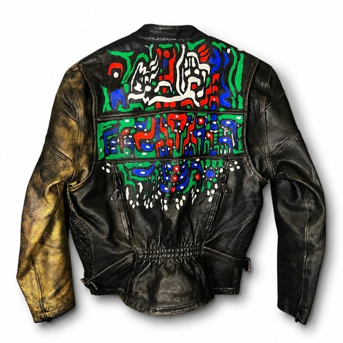 Giacca moto pelle nera vintage