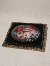 SPILLA ANTICA BOUQUET A MICRO MOSAICO CORNICE ORO 18 KT NAPOLI PRIMI 900 VINTAGE