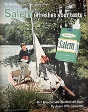 1966 Salem Mentolo Sigarette STAMPA ANNUNCIO Primavera Fresco Coppia Lago Daysailer