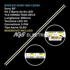 KIT 2 BARRE STRIP 64 LED TV
