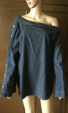 Denim shirt MARINA RINALDI Woman, blue color, IT 48 DE 42 US 12 GB 16 Camicia