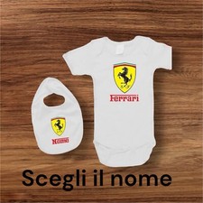 COMPLETINO BODY BAVAGLINO FERRARI NEONATO DA 3/6 MESI PERSONALIZZATO CON NOME