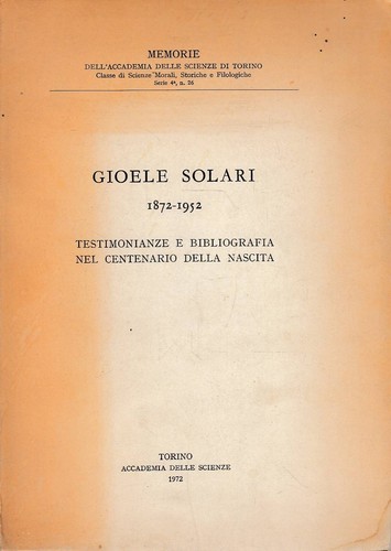 Gioele solari 1872 1952 - gioele, 1872-1952
