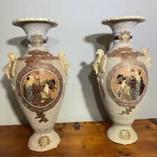 Antichi Vasi ceramica Giapponese Satsuma primi 900 Dipinti . H 78 La 44