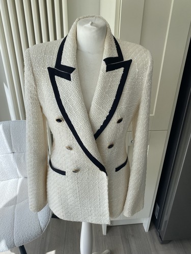 Zara blazer tweed nero bordo - blazer,