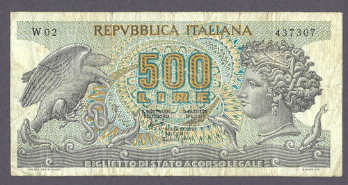 Biglietto stato 500 lire - biglietto, di
