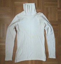 Maglia bianca maniche lunghe e collo alto in maglina di puro cotone Petit Bateau