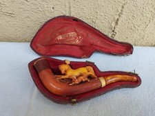 ANTICA PIPA SEMI-CURVA IN SCHIUMA DI MARE MEERSCHAUM CAVALLINI CON CUSTODIA