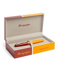 Montegrappa Team Fox Tulip Penna Stilografica, Acciaio Rosso e Arancione Nuova con Scatola in Fine (F)