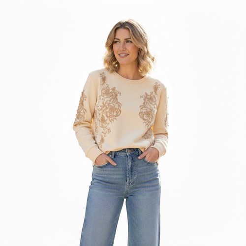 Felpa pullover ricamata