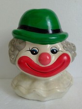 VINTAGE GRANDE SALVADANAIO CLOWN PAGLIACCIO TESTA