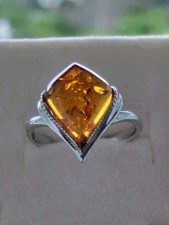 Anello  Ambra Cognac  Argento