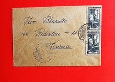 1952 busta con 2 bolli 5 lire it. al lavoro con sovr. amg-vg da trieste a verona