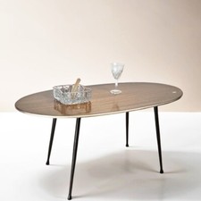 Tavolino tavolo vintage da salotto basso di modernariato anni 50 Base metallo