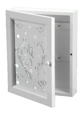 PORTACHIAVI PARETE CASSETTA BACHECA CHIAVI APPENDI CUORE BIANCA LEGNO 20*26*6 CM