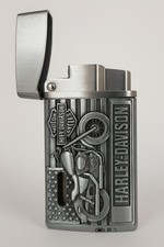 Accendino Harley Davidson design moto metallo argento antivento ricaricabile ...