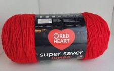 COATS & CLARK Red Heart Super Saver Jumbo™Yarn (14 oz) Cherry Red (0319) - NEW
