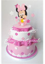 Torta scenografica nascita minnie baby rosa battesimo compleanno gomma eva fommy