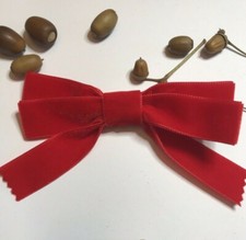 FERMAGLIO CAPELLI DOPPIO FIOCCO VELLUTO ROSSO 5’’’ DOLCE GOTICO LOLITA BALLERINA FESTA NATALE