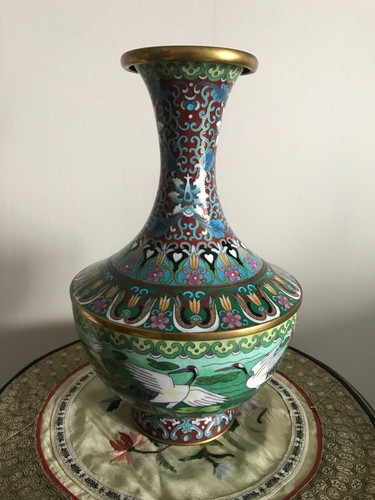 Cloisonne vase bronze emaux - bronze,