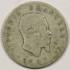 1863-M BN Italy Silver Lire