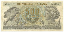 500 LIRE BIGLIETTO DI STATO ARETUSA 23/04/1975 qBB
