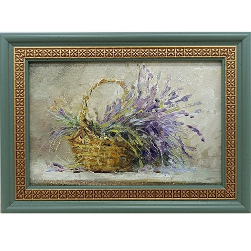 Cesto lavanda dipinto olio
