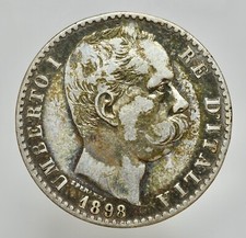 UMBERTO I 1878-1900 -AG/ 2 LIRE 1898 RARA !