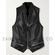 Gilet in pelle nero da donna