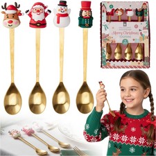 Set di 4 cucchiaini natalizi in acciaio inox cucchiaini da caffè stile natalizio