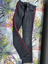 PANTALONI LIU-JO JEANS GRIGIO SCURO ROSSI RAGAZZA/DONNA USATI QUASI NUOVI SMALL