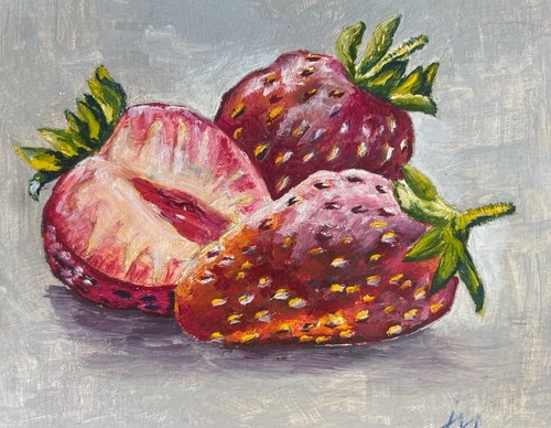 Quadro olio fragola - , natura