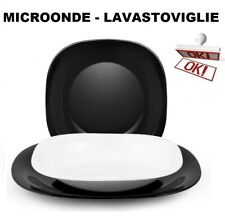LUMINARC SET PIATTI 18 PEZZI CARINE BIANCO NERO QUADRATO VETRO TEMPERATO 12 2022
