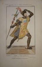 BELLA INCISIONE A COLORI RITRATTO COSTUME TEATRO UOMO RINASCIMENTO COMMEDIA 1820