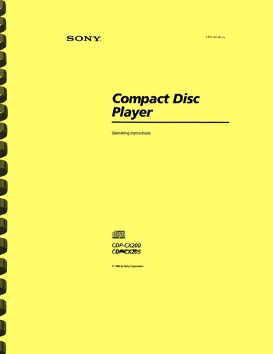 Sony cdp cx200 - cdp-cx200, cdp-cx-205