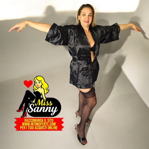 Vestaglia kimono raso nero - raso,